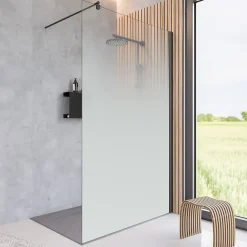 Paroi de douche fixe à l'italienne l.120xH.200cm, verre brume 6mm, profilé noir mat, Schulte NewStyle