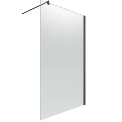 Paroi de douche fixe à l'italienne l.120xH.200cm, verre brume 6mm, profilé noir mat, Schulte NewStyle