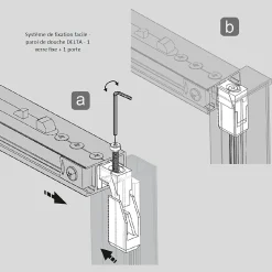 Kassandra Paroi de douche fixe + porte coulissante DELTA 120-122.6 cm