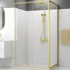 Galedo Paroi de douche fixe 80 x 200 cm, doré brossé, Factory