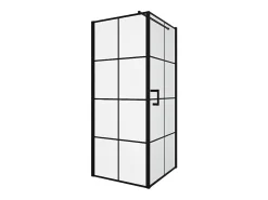 Paroi De Douche|Vente-unique Paroi de douche fixe avec porte pivotante serigraphiée noir mat - 80 x 80 x 190 cm - CAPARICA