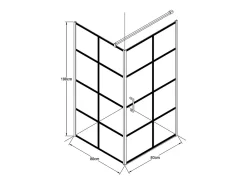 Paroi De Douche|Vente-unique Paroi de douche fixe avec porte pivotante serigraphiée noir mat - 80 x 80 x 190 cm - CAPARICA