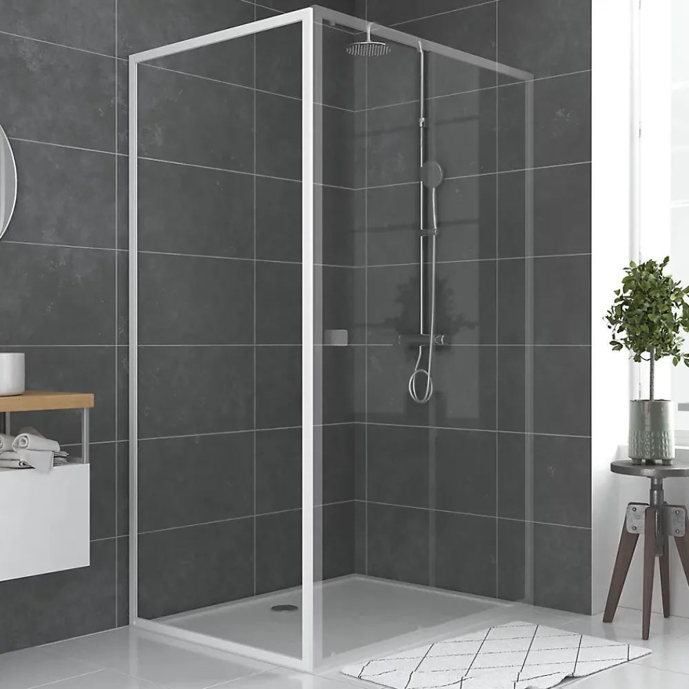 Galedo Paroi de douche fixe blanc Spot transparent 90cm