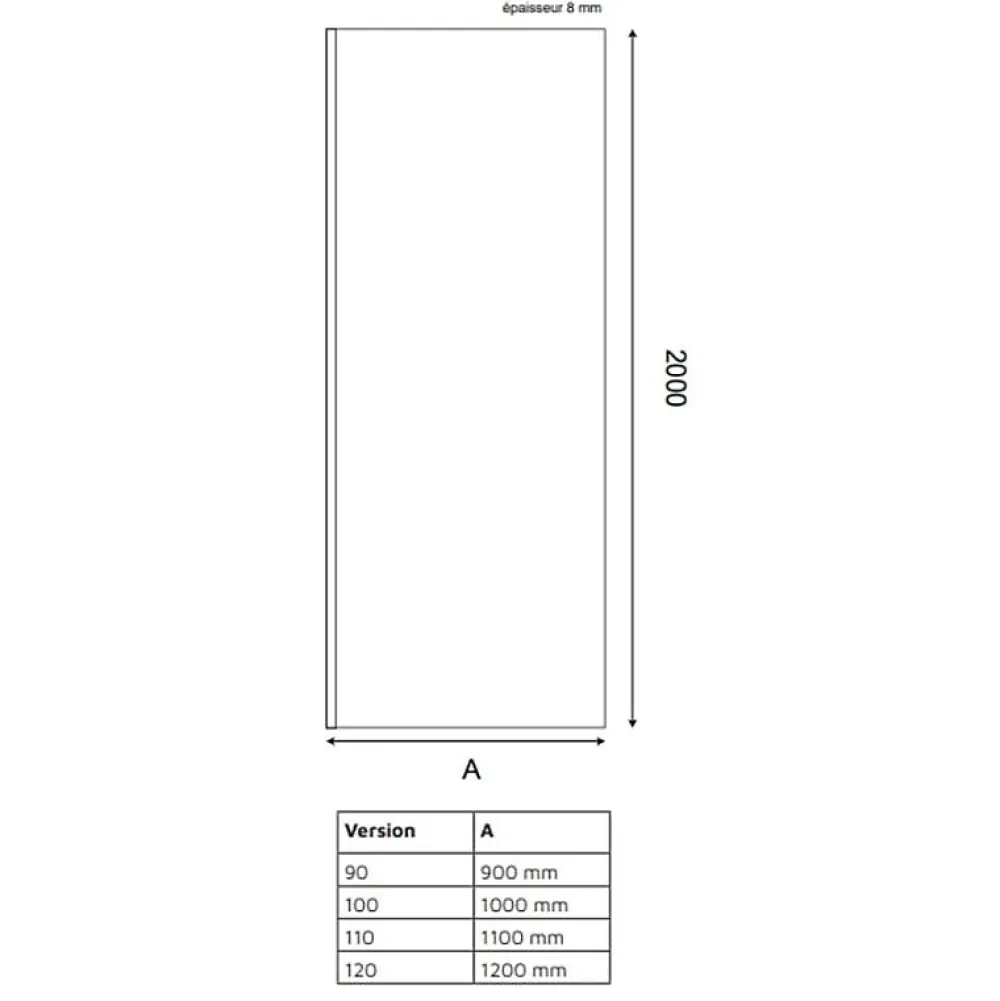 Paroi De Douche|Cuisibane Paroi de douche fixe dorée 110 cm x 200 cm GOLDY - Verre 8 mm