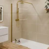 Paroi De Douche|Cuisibane Paroi de douche fixe dorée 100 cm x 200 cm GOLDY - Verre 8 mm