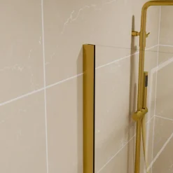Paroi De Douche|Cuisibane Paroi de douche fixe dorée 100 cm x 200 cm GOLDY - Verre 8 mm
