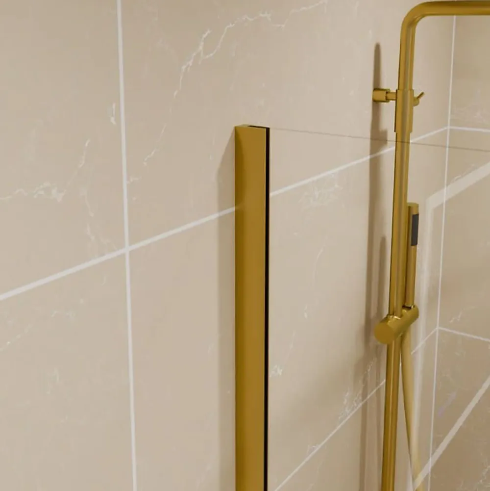 Paroi De Douche|Cuisibane Paroi de douche fixe dorée 100 cm x 200 cm GOLDY - Verre 8 mm