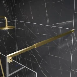 Paroi De Douche|Cuisibane Paroi de douche fixe dorée 100 cm x 200 cm GOLDY - Verre 8 mm