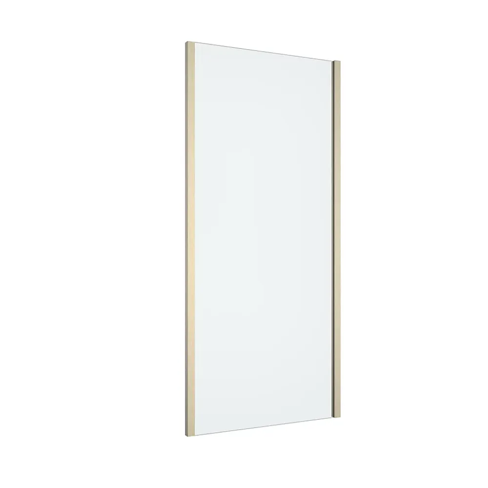 GoodHome Paroi de douche fixe l.90 x 195 cm, profilés alu finition doré brossé, Ledava