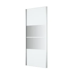 Paroi De Douche|GoodHome Paroi de douche fixe l.80 x H.195 cm, bandes miroir, profilés alu chrome, Ledava