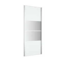 Paroi De Douche|GoodHome Paroi de douche fixe l.80 x H.195 cm, bandes miroir, profilés alu chrome, Ledava