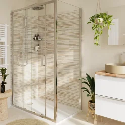 Paroi De Douche|GoodHome Paroi de douche fixe l.80 x H.195 cm, verre transparent, profilés alu chrome, Ledava
