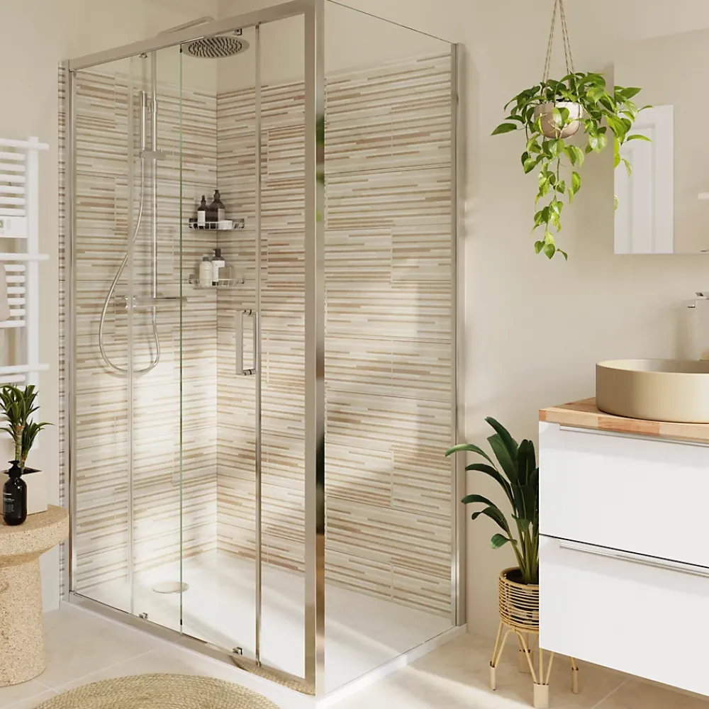 Paroi De Douche|GoodHome Paroi de douche fixe l.70 x H.195 cm, verre transparent, profilés alu chrome, Ledava