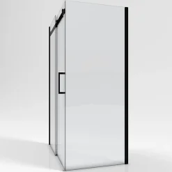 Galedo Paroi de douche fixe noir Rolling transparente 80cm