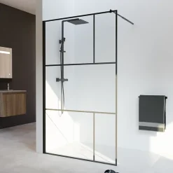 Paroi De Douche|Cuisibane Paroi de douche industrielle noire ATELIA 120 cm