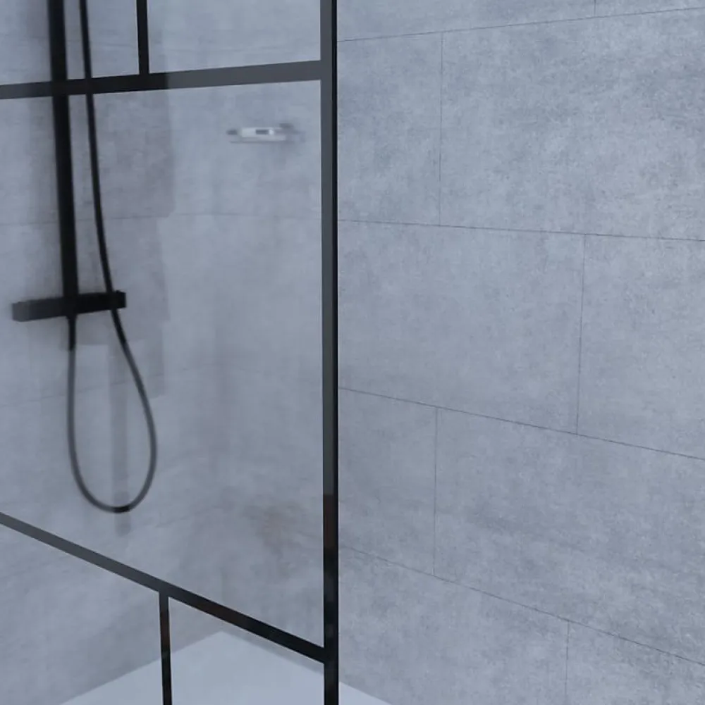 Paroi De Douche|Cuisibane Paroi de douche industrielle noire ATELIA 120 cm