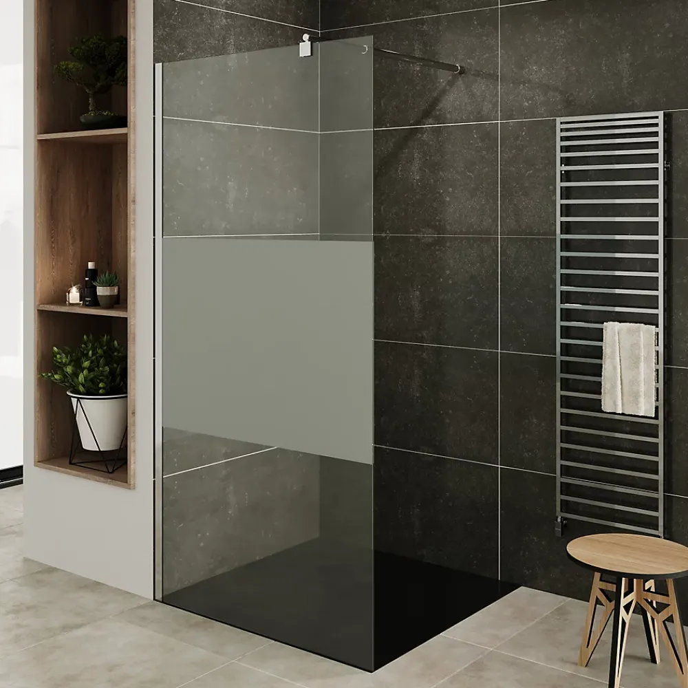 Saniverre Paroi de douche Italienne ROMA H.200 x 120 cm verre 10 mm centre-opaque -