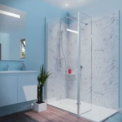 Cuisibane Paroi de douche italienne 100+40 x 200cm CALYPSO verre 8 mm avec volet pivotant