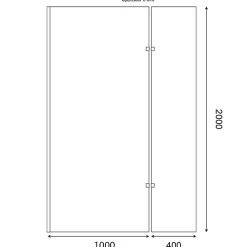 Cuisibane Paroi de douche italienne 100+40 x 200cm CALYPSO verre 8 mm avec volet pivotant