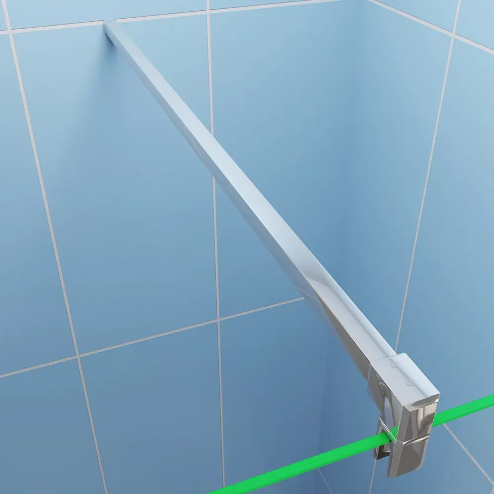 Paroi de douche italienne 140x200 cm - verre 8mm anticalcaire + barre fixation 90 cm avec pince + étagère de Douche alu 140 cm
