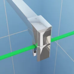 Paroi de douche italienne 140x200 cm - verre 8mm anticalcaire + barre fixation 90 cm avec pince + étagère de Douche alu 140 cm