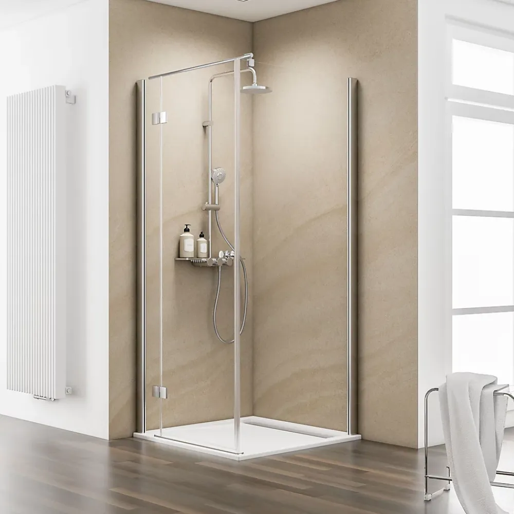 Schulte Paroi de douche latérale pour porte battante l.90xH.200cm, verre transparent anticalcaire 6mm, profilé chromé, MasterClass