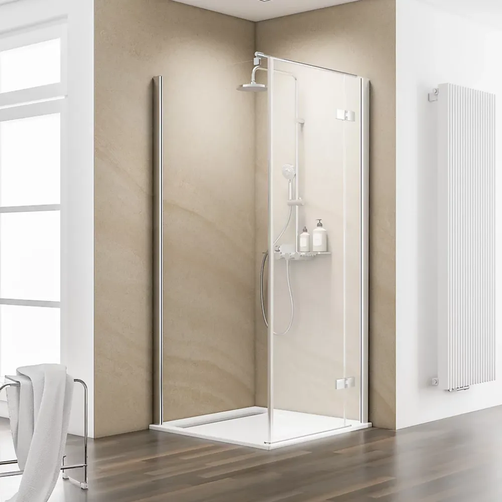 Schulte Paroi de douche latérale pour porte battante l.90xH.200cm, verre transparent anticalcaire 6mm, profilé chromé, MasterClass