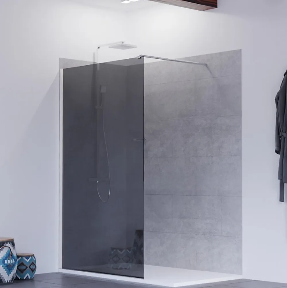 Paroi De Douche|Cuisibane Paroi de douche miroir effet fumé 100 cm PSYCHE - Verre 8 mm securit