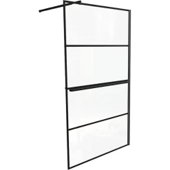 Cuisibane Paroi de douche noir mat avec porte-serviette et tablette DARKY 110 cm