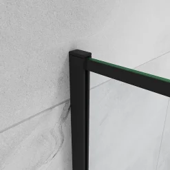 Paroi De Douche|AICA Sanitaire Paroi de douche noire 120x200cm paroi de douche à l'italienne verre anticalcaire avec barre de fixation noire 73-120cm en carré