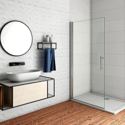 Paroi De Douche|AICA Sanitaire Paroi de Douche Pivotante - 6 mm Verre Anticalcaire - 66 x197 cm - installer réversible - alu Chrome