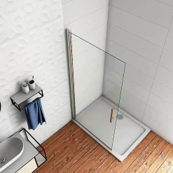 Paroi De Douche|AICA Sanitaire Paroi de Douche Pivotante - 6 mm Verre Anticalcaire - 66 x197 cm - installer réversible - alu Chrome