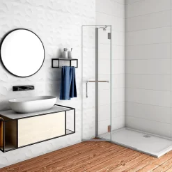 Paroi De Douche|AICA Sanitaire Paroi de Douche Pivotante - 8 mm Verre Anticalcaire - 80 x190 cm avec Porte-Serviette Intégré - alu Chrome