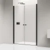 Bernstein Paroi de douche Profil noir mat 88x195cm en verre 6mm, Cabine de douche niche encastrée 2 portes battantes - NT218