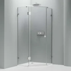 Porte De Douche|Bernstein Paroi de douche sans cadre pentagonale en verre véritable NANO EX415 - 90x90x195cm