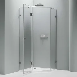 Porte De Douche|Bernstein Paroi de douche sans cadre pentagonale en verre véritable NANO EX415 - 90x90x195cm