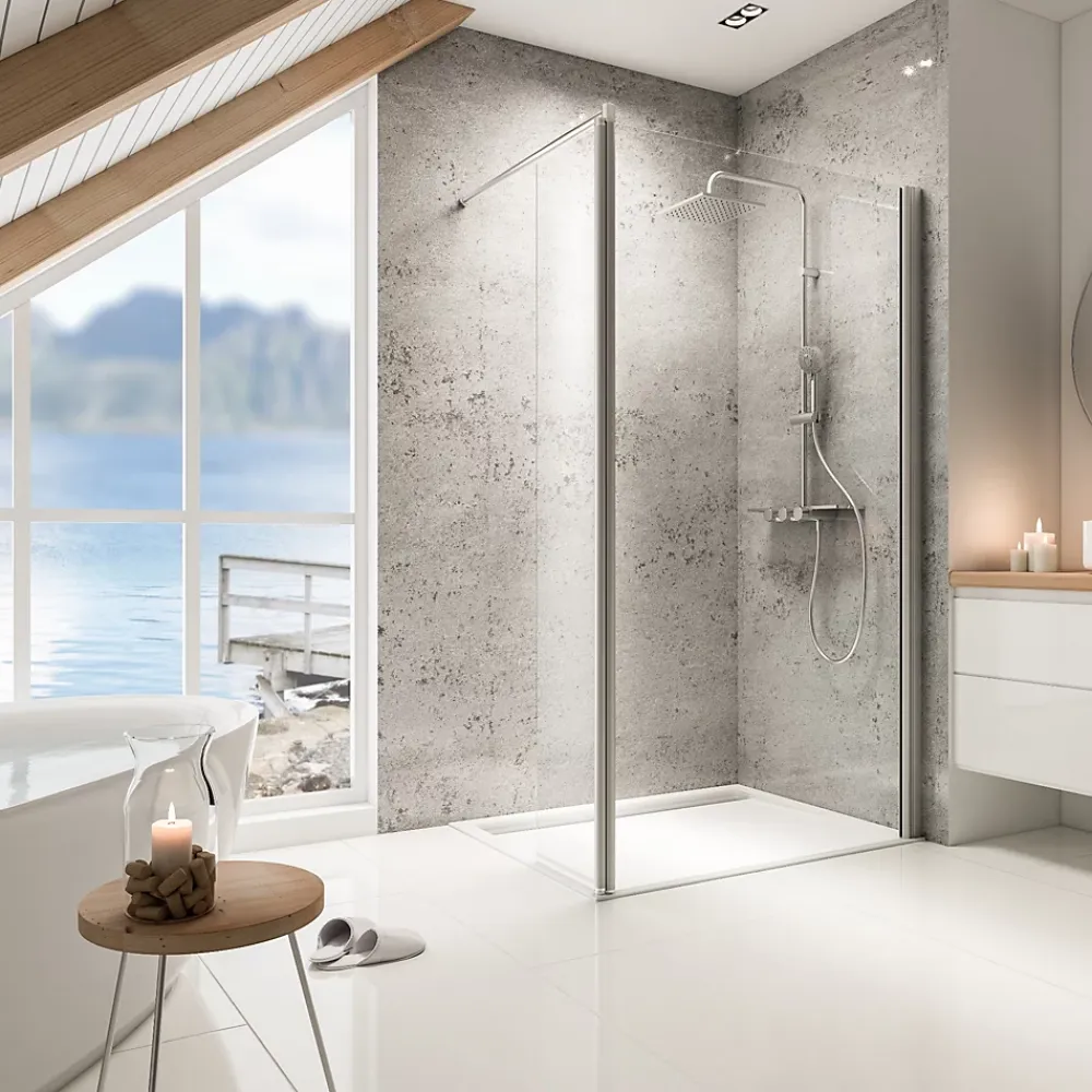 Paroi De Douche| Paroi de douche verre transparent anticalcaire avec volet pivotant 120 + 35 cm, Schulte MasterClass