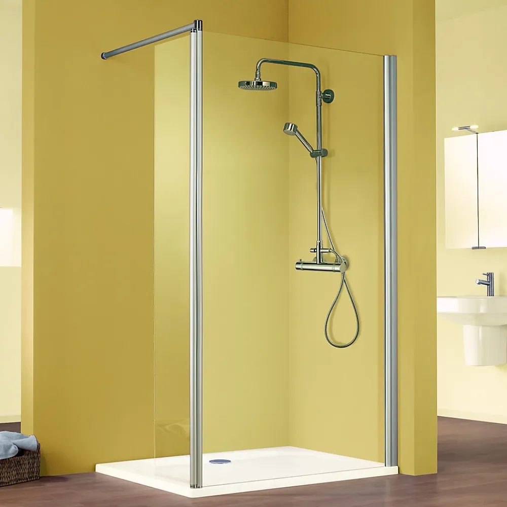 Paroi De Douche| Paroi de douche verre transparent anticalcaire avec volet pivotant 120 + 35 cm, Schulte MasterClass