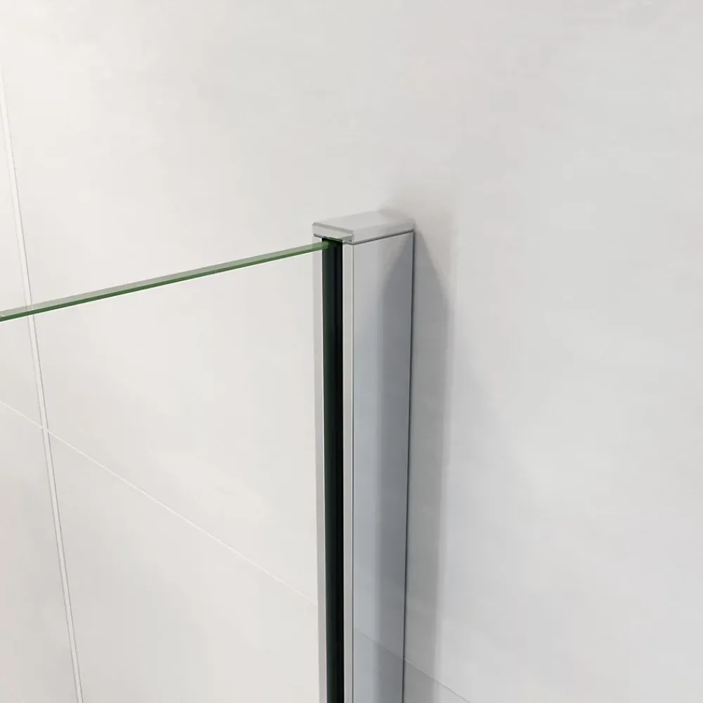 Paroi de douche verre trempé sérigraphié Brume en 8 mm verre - 50 x 200 cm - Profilés chrome et Intimité & élégance