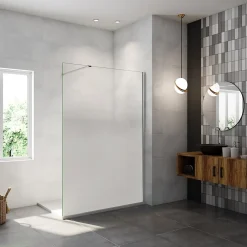 Paroi De Douche| Paroi de douche verre trempé sérigraphié Brume en 8 mm verre - 120 x 200 cm - Profilés chrome avec barre de fixation 90cm