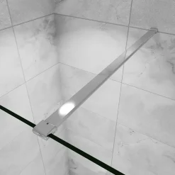 Paroi De Douche| Paroi de douche verre trempé sérigraphié Brume en 8 mm verre - 120 x 200 cm - Profilés chrome avec barre de fixation 90cm