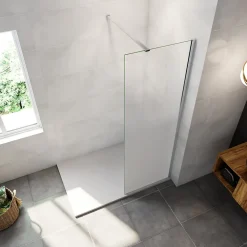 Paroi De Douche| Paroi de douche verre trempé sérigraphié Brume en 8 mm verre - 90 x 200 cm - Profilés chrome avec barre de fixation 90cm