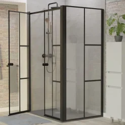 Porte De Douche|Cuisibane Paroi de douche verrière d'angle pivotante ATELIA double battant 120 cm x 80 cm