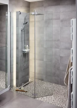 Cooke & Lewis Paroi de douche walk in et volet Zilia transparent 80 + 45 cm