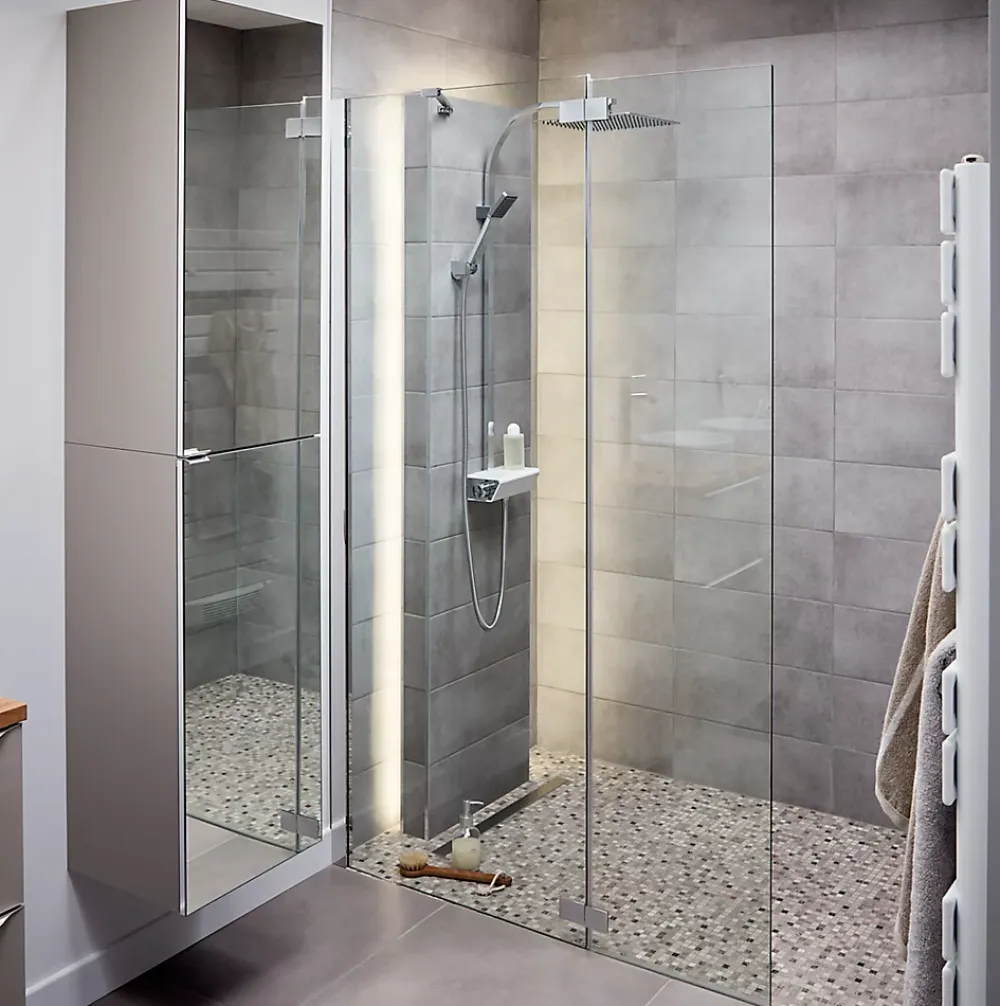Cooke & Lewis Paroi de douche walk in et volet Zilia transparent 80 + 45 cm