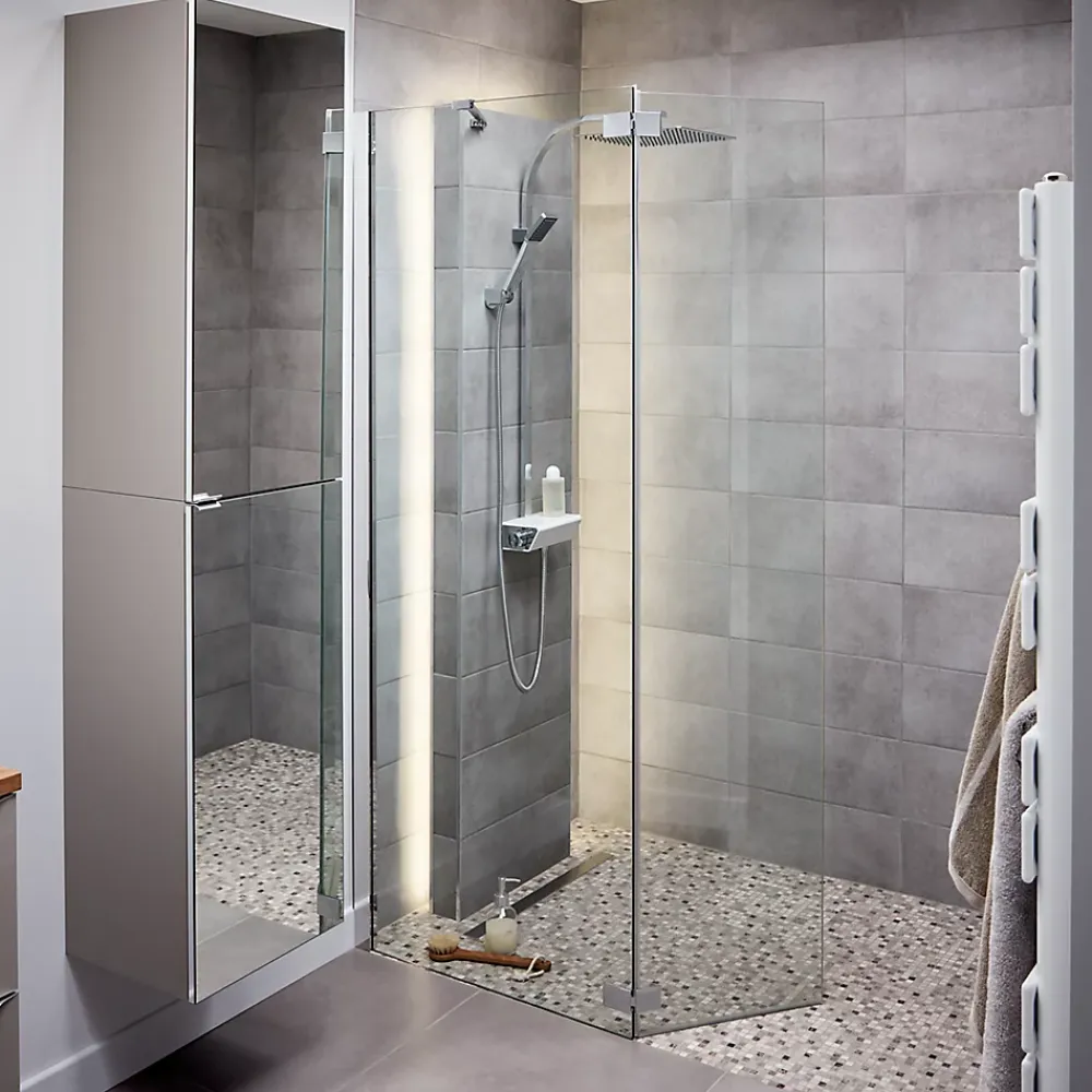 Cooke & Lewis Paroi de douche walk in et volet Zilia transparent 80 + 45 cm