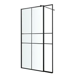 Paroi de douche walk in et volet verre transparent profilé noir 90 + 28 cm, GoodHome Ahti