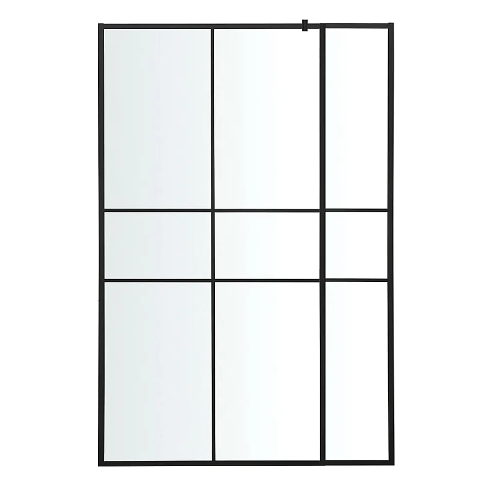 Paroi de douche walk in et volet verre transparent profilé noir 90 + 28 cm, GoodHome Ahti