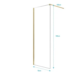 Paroi De Douche|Aurlane Paroi de Douche 70x195 cm en Verre Trempé 5 mm - Finition Or Brossé - GOLD ELEMENTARY