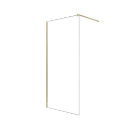 Aurlane Paroi de Douche 100x195 cm en Verre Trempé 5 mm - Finition Or Brossé - GOLD ELEMENTARY